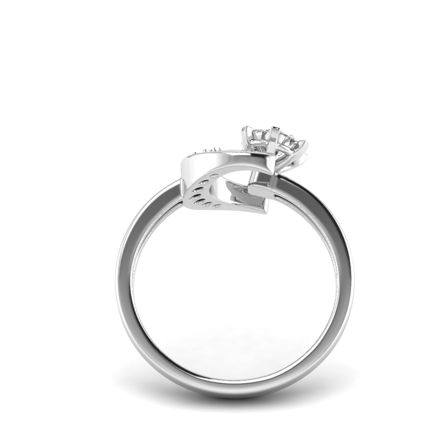 White Gold Studded 0.562 Carat Lab Grown Diamond Ring-D Color VVS Clarity.